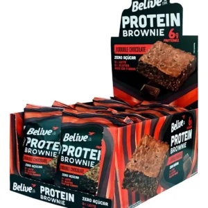 Brownie Protein Double Chocolate Zero Açúcar Caixa 10 Unidades 40g - Belive