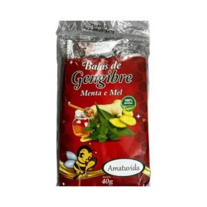 Bala de Gengibre, Menta e Mel 40g - AmaTuVida
