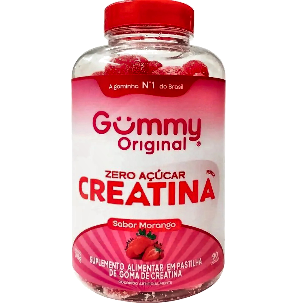 Gummy Creatina Sabor Morango Zero Açúcar - Pote com 90 Gomas