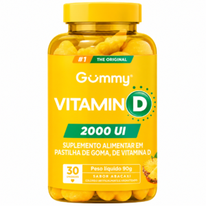 Gummy Vitamina D 2000UI Sabor Abacaxi - Pote com 30 Gomas