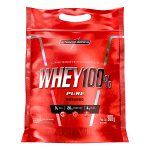 Whey 100% 900g Morango Refil Proteína Concentrada - Integralmédica