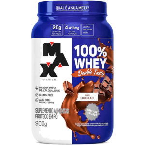 100% Whey Max Double Tasty Chocolate 900g - Pote Proteína Concentrada - Max Titanium