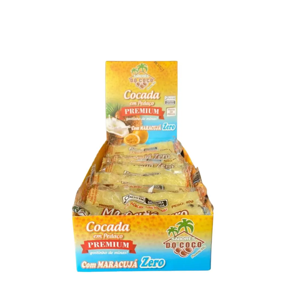 Cocada Zero Açúcar Maracujá 40g 15 - Sabores de Coco