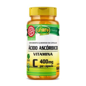 Vitamina C Ácido Ascórbico 400mg 60 Cápsulas - Unilife