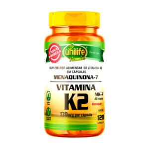 Vitamina K2 Menaquinona-7 120 Cápsulas Vegano - Unilife