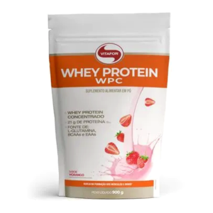 Whey Protein WPC 900g Morango Proteína Concentrada Pouch - Vitafor